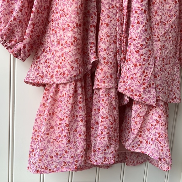 JAPNA Pink Floral Layered Flowy Dress Size Large - Picture 5 of 10